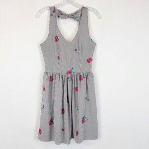 Elegant Striped Floral Mini Dress